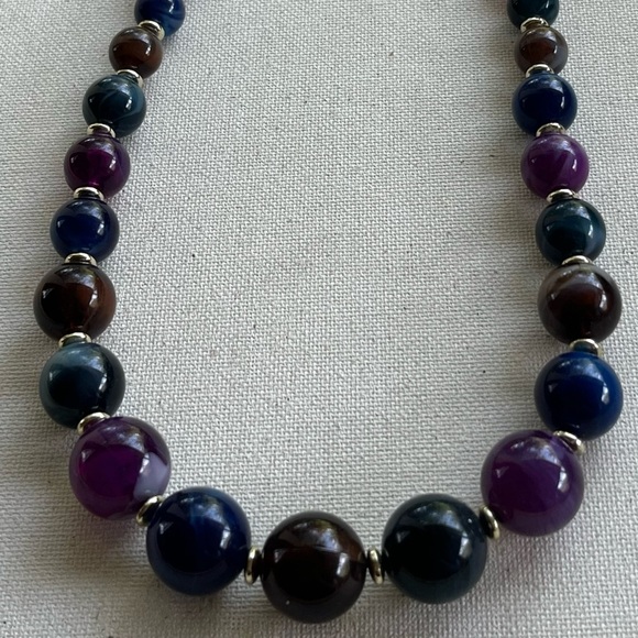 Multi-Color Polished Stone Bead Necklace - Picture 3 of 4